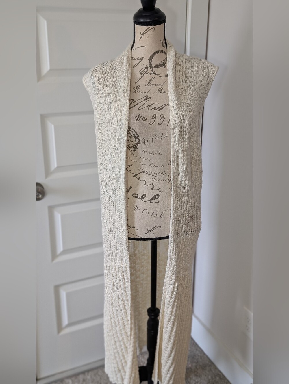 Lovestitch Cream Textured Knit Open Vest Size S/M